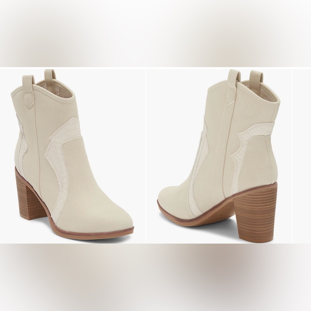 MIA Cowboy Bootie Heel Boots Off White Cream 7 NWT - Picture 2 of 11